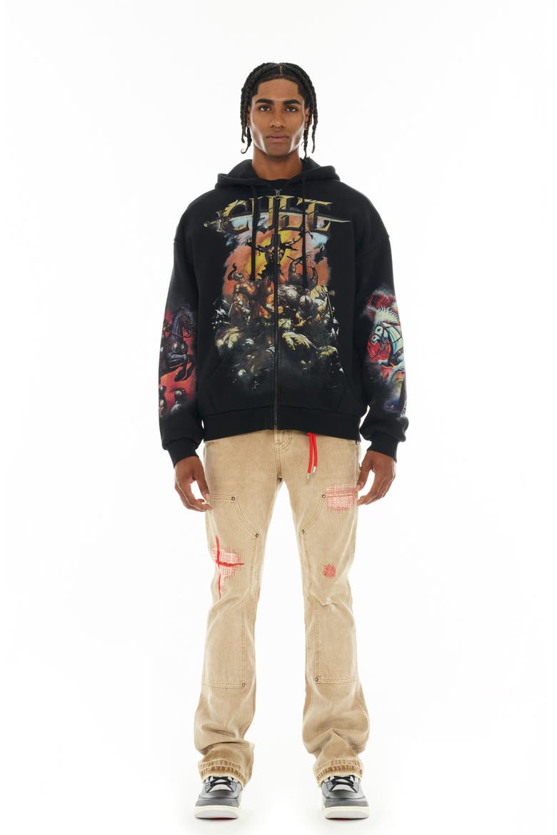 Horseman Full Zip Graphic Hoodie, Alternate, color, BLACK