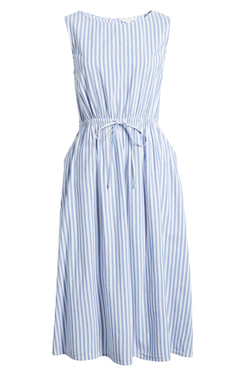 beachlunchlounge Stripe Open Back Sleeveless Cotton Blend Midi Dress, Alternate, color, 