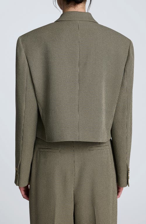 Kenneth Cole Houndstooth Cropped Double Breasted Jacket In Gray