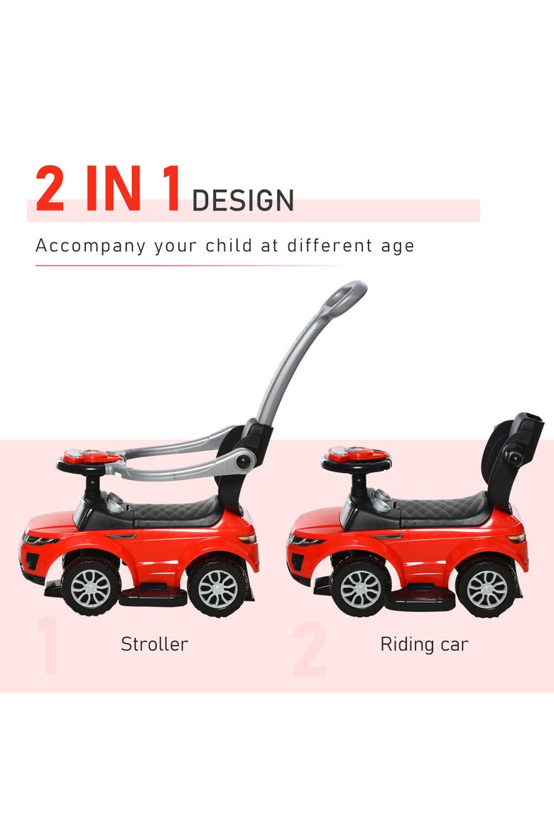 3-in-1 Kids Push Car with Horn, Music, Light, Alternate, color, Red