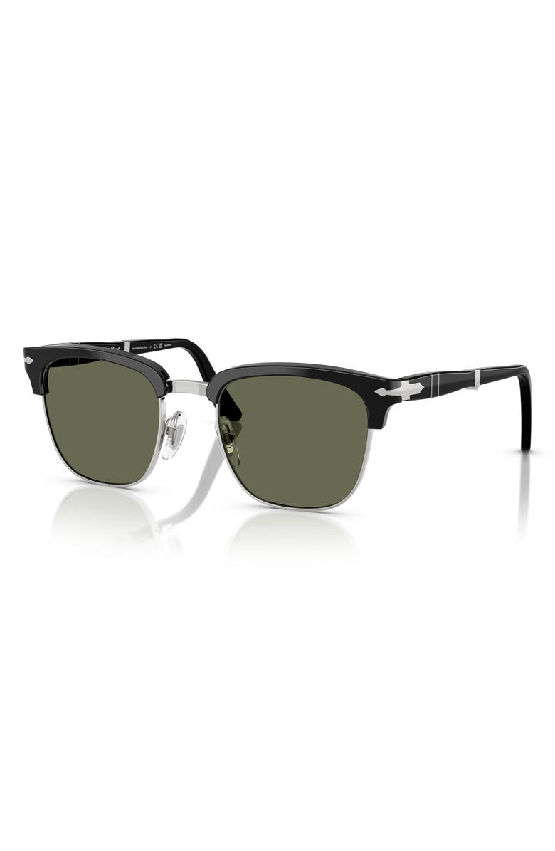 Persol 52mm Polarized Square Sunglasses, Alternate, color, Black/ Polar Green