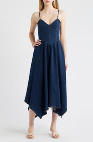 MOON RIVER Handkerchief Hem Denim Dress