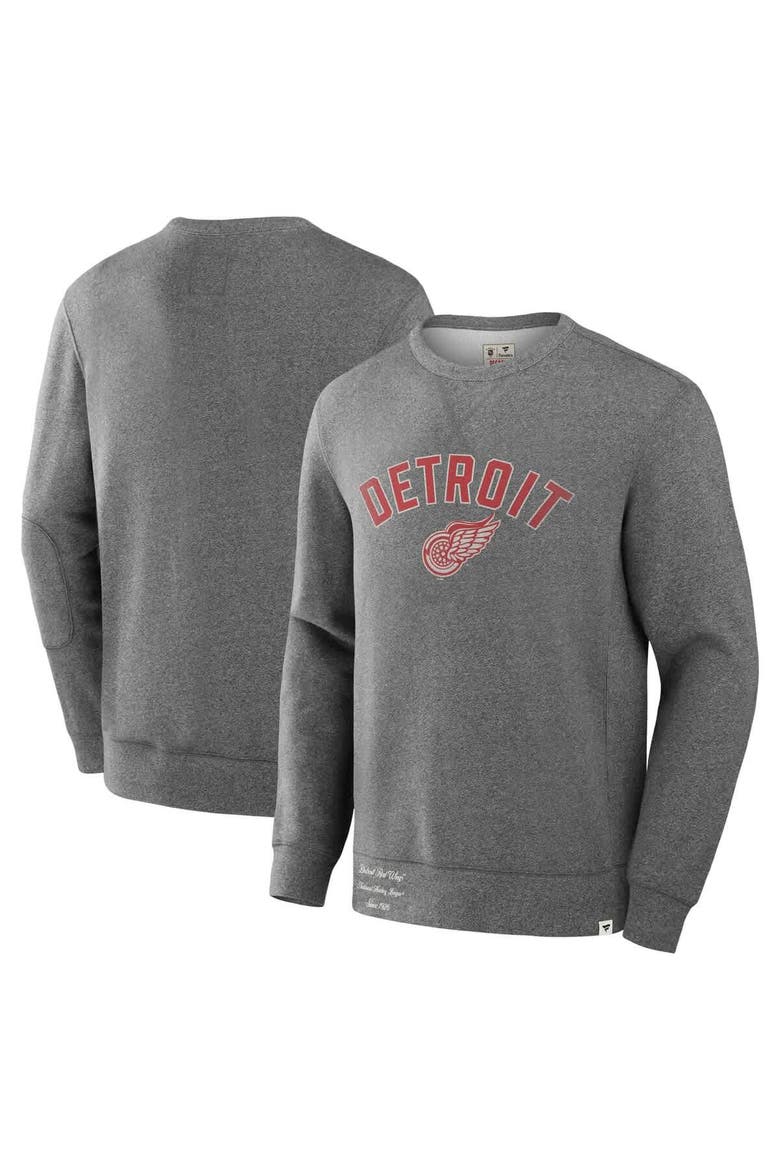 Men's Fanatics Heather Gray Detroit Red Wings Decades Collection Legendary Fleece Pullover Sweatshirt, Main, color, Heather Gray