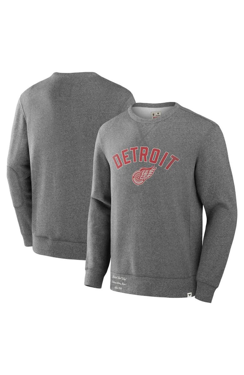 FANATICS Men's Fanatics Heather Gray Detroit Red Wings Decades Collection Legendary Fleece Pullover Sweatshirt, Main, color, Heather Gray