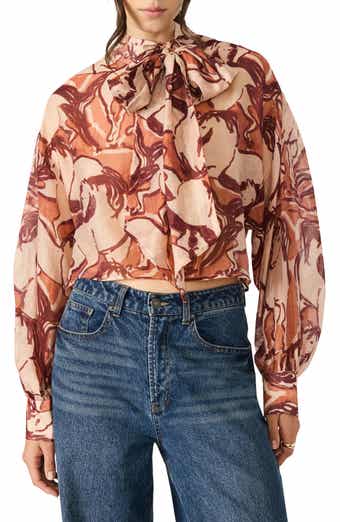 Steve Madden Sutton Equestrian Print Tie Neck Top