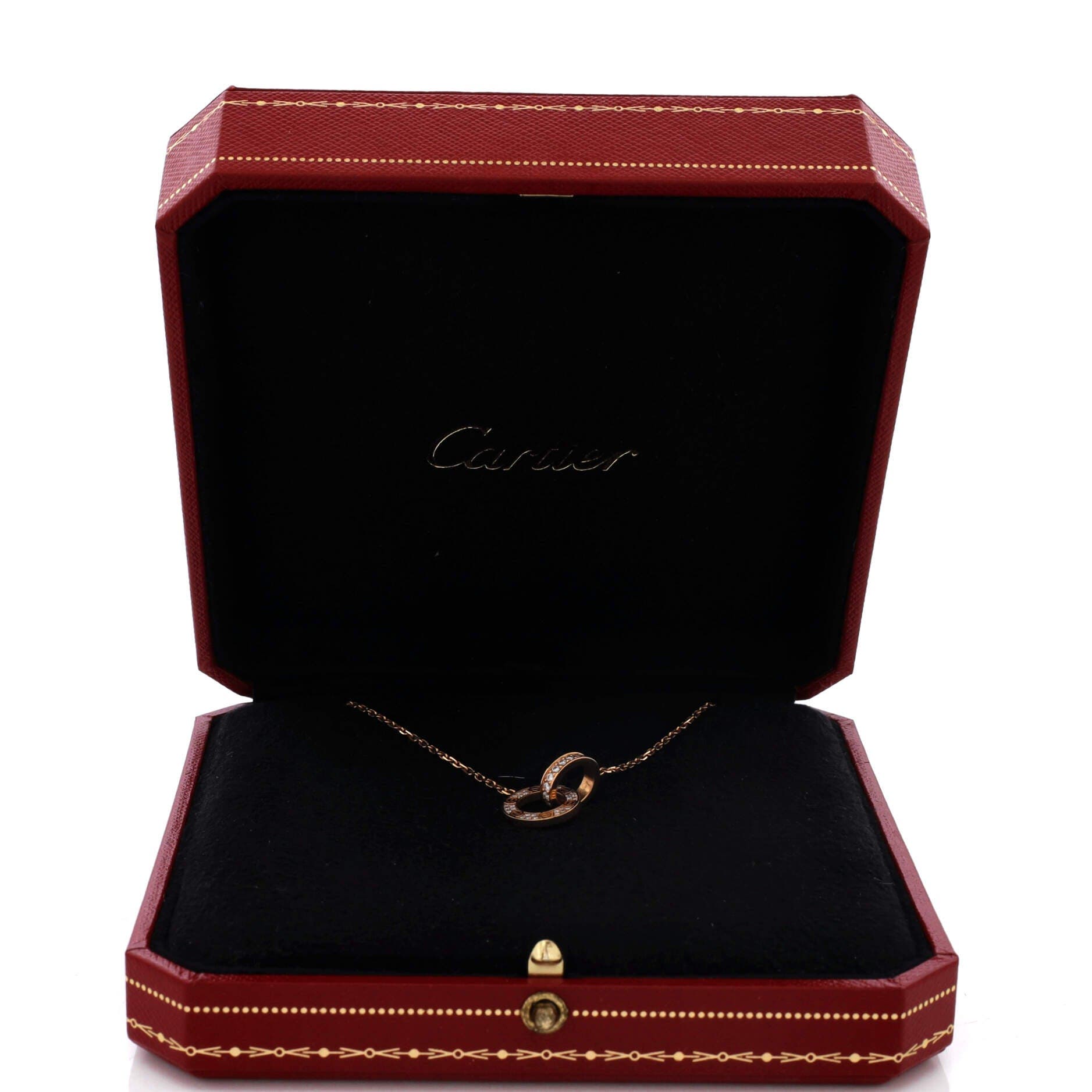 Love Interlocking Pave Necklace 18K Rose Gold and Diamonds, Alternate, color, Metallic Gold