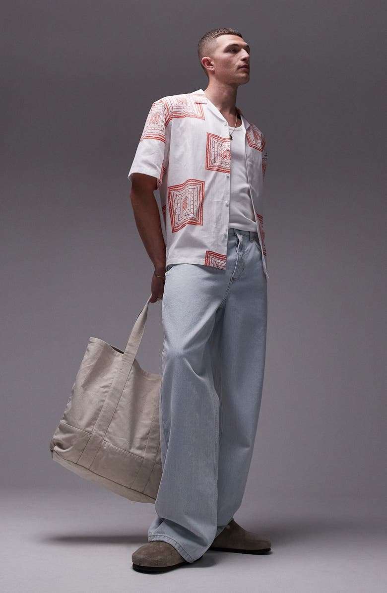 Topman Revere Short Sleeve Camp Shirt, Alternate, color, 