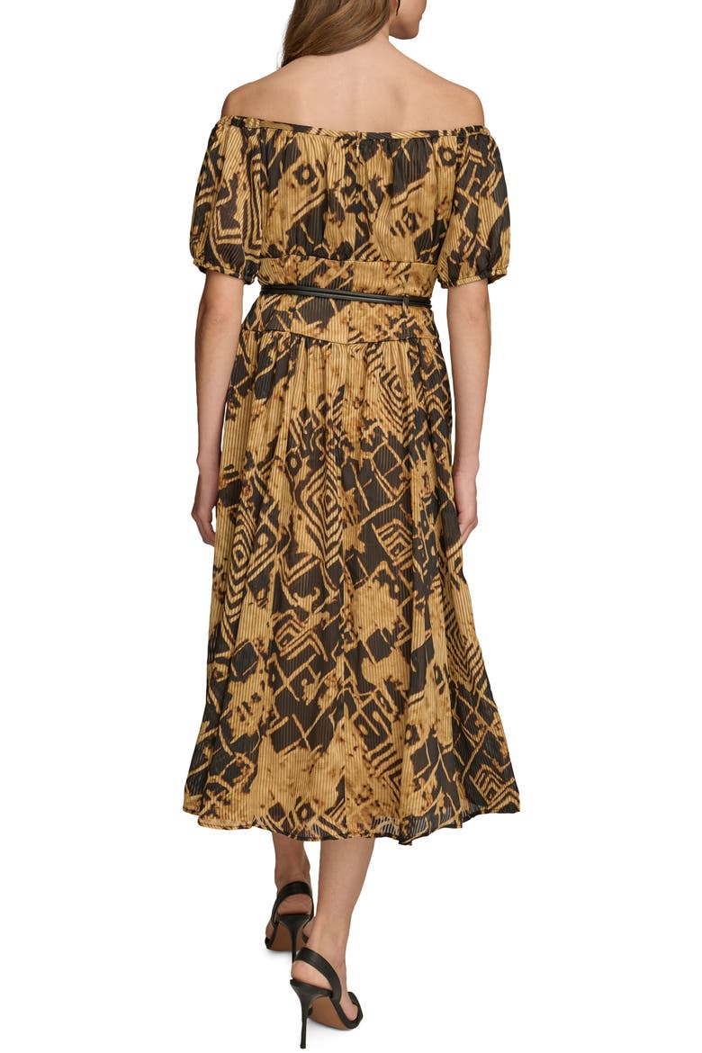 Abstract Print Off the Shoulder Dress, Alternate, color, BLACK/ FAWN