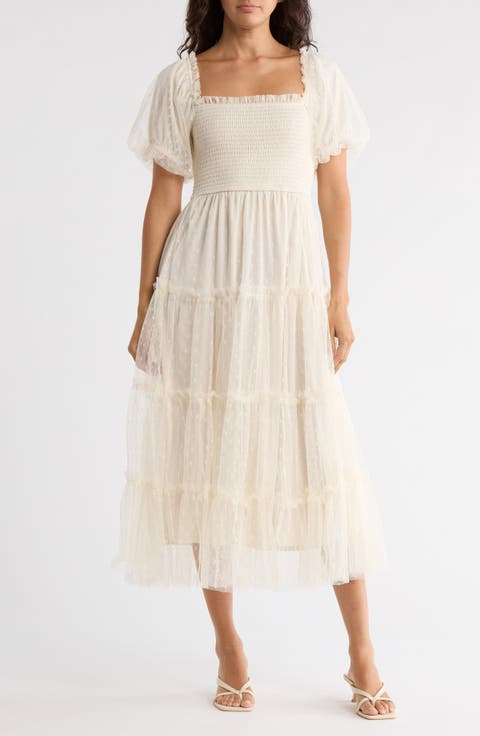 Puff Sleeve Midi Dress