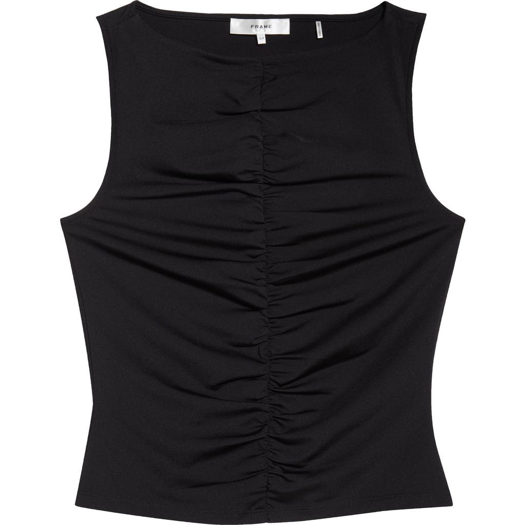 Frame Ruched Sleeveless Top In Black