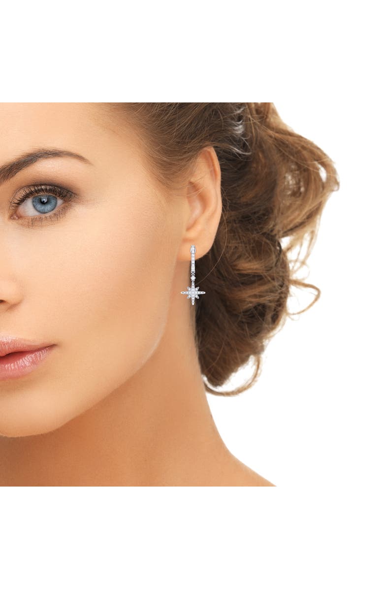 LuvMyJewelry Supernova Sterling Silver Diamond Hoop Earring, Alternate, color, 