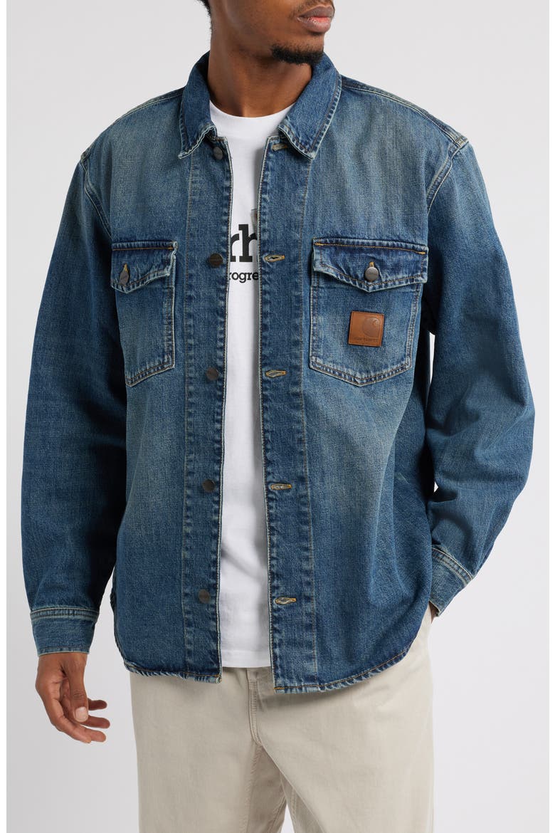 Lincoln Denim Shirt Jacket, Main, color, BLUE WORN USED WASH