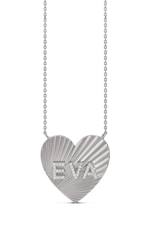 Fluted Heart Initial Pendant Necklace