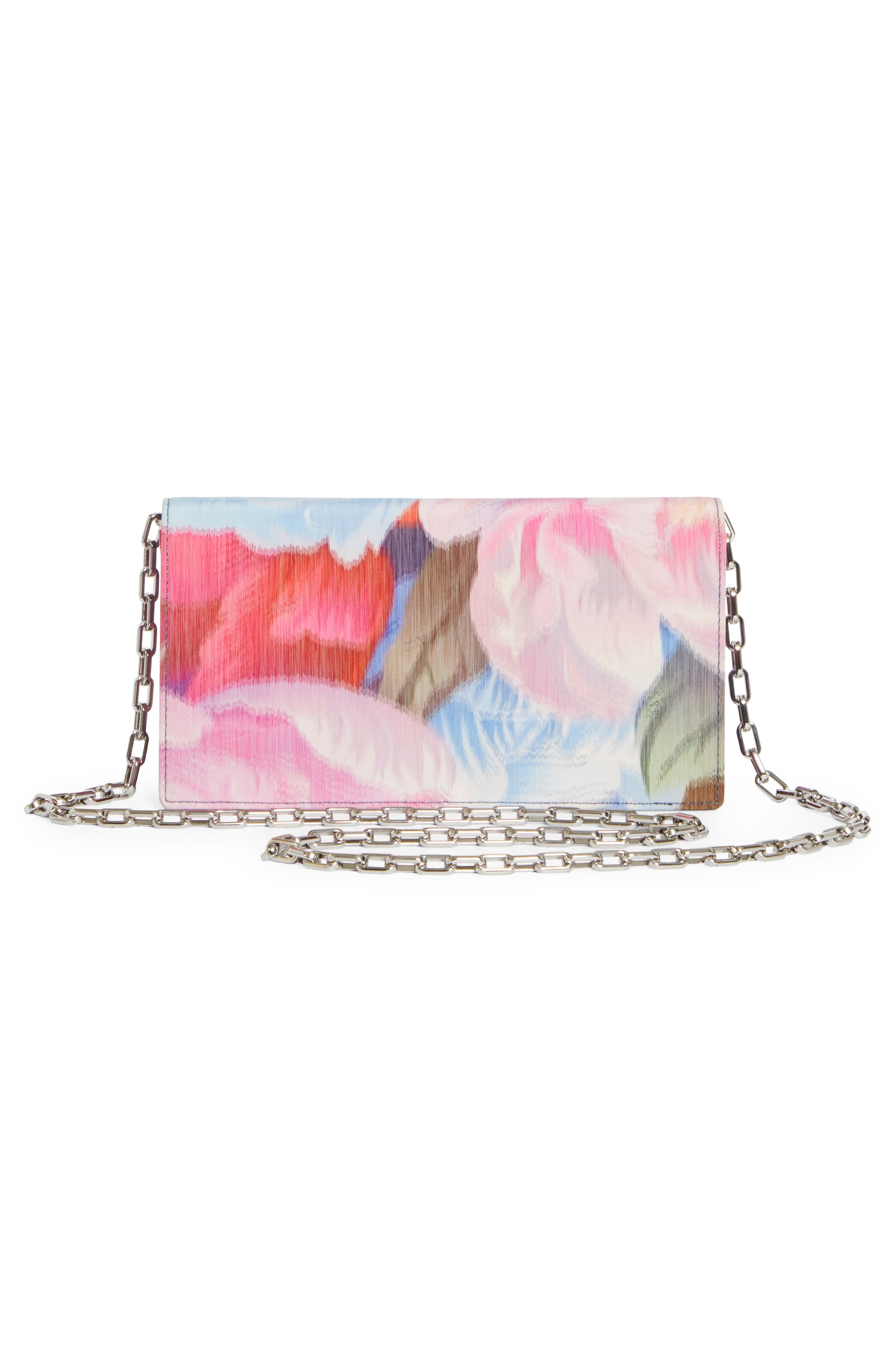 Christian Louboutin Bettina Floral Tissu Chiné Clutch, Alternate, color, Pink Multi/ Silver