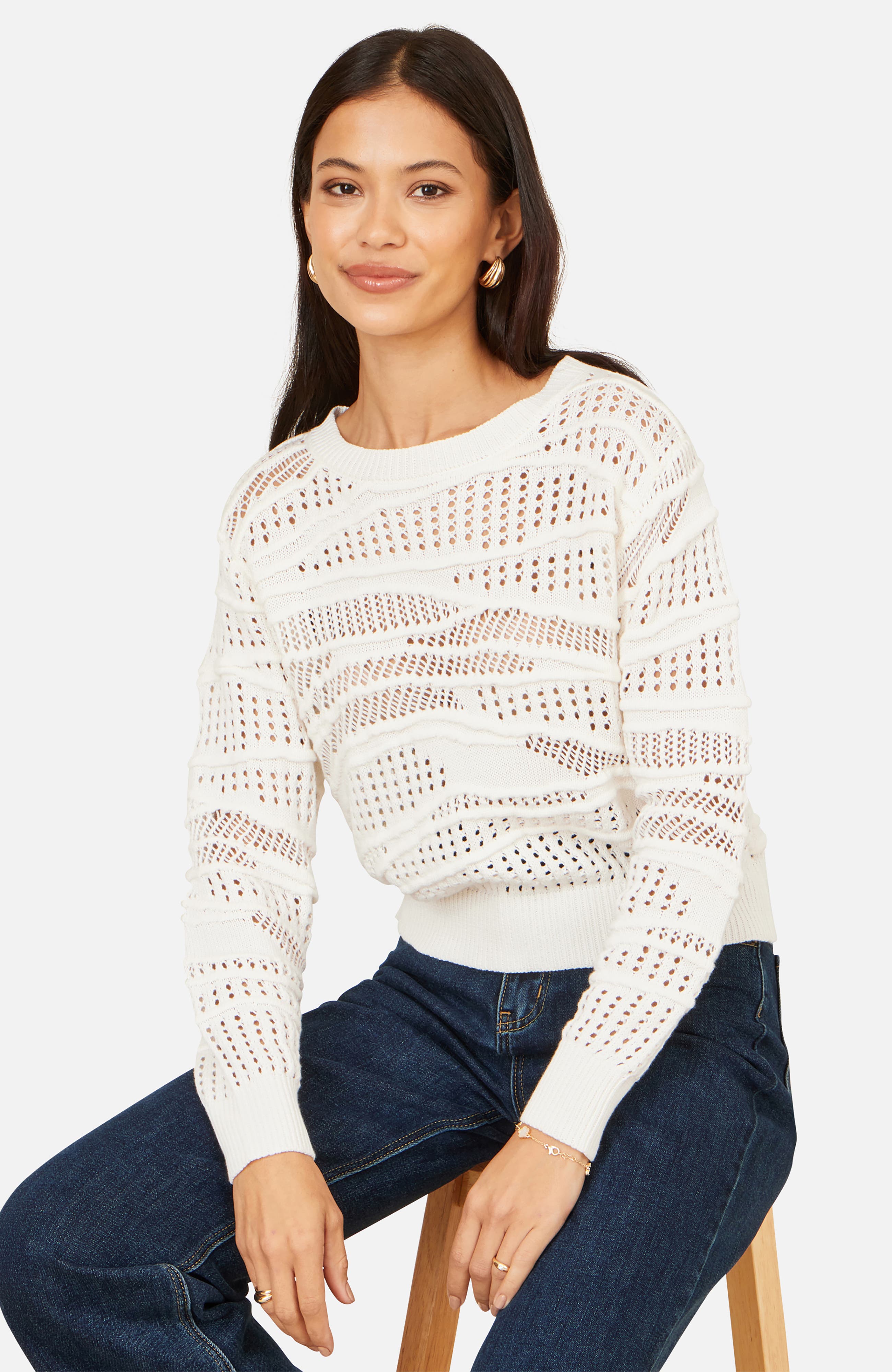 Wave Pointelle Knitted Jumper - image 2