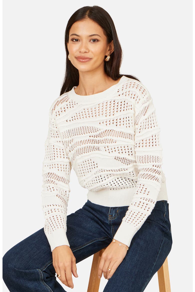 Wave Pointelle Knitted Jumper, Alternate, color, White