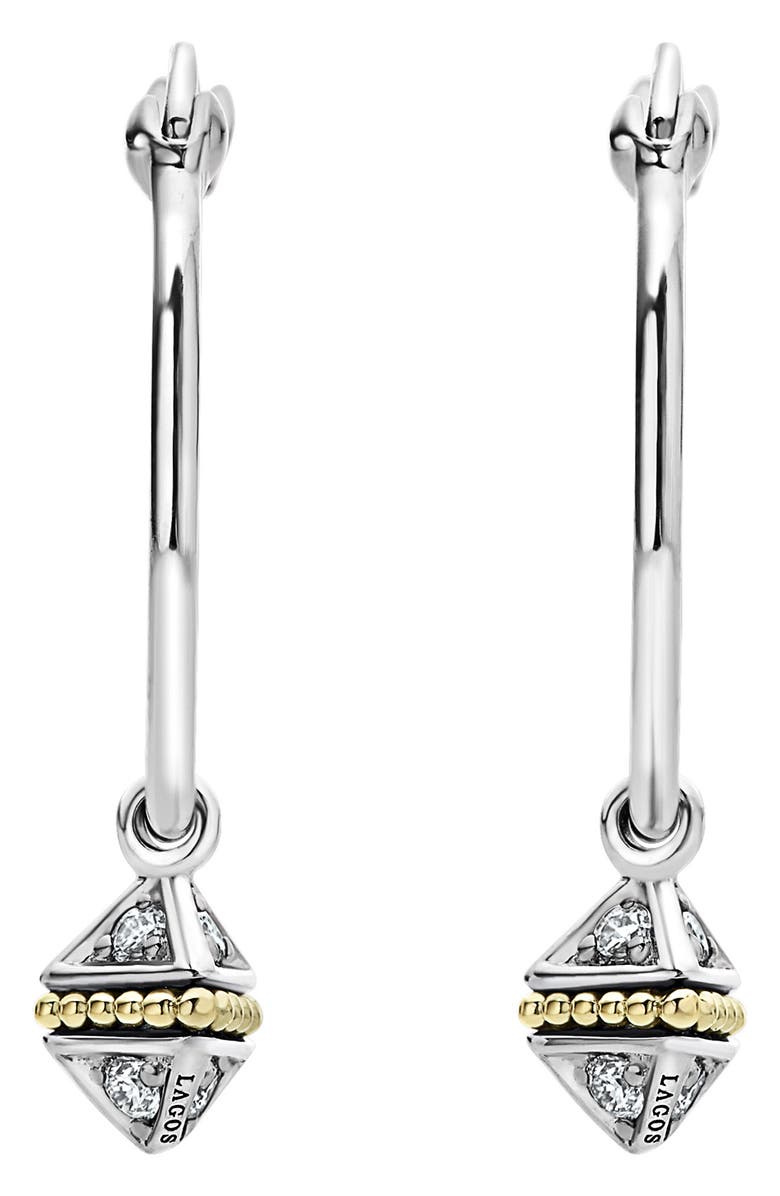 LAGOS KSL Diamond Pyramid Charm Hoop Earrings, Main, color,