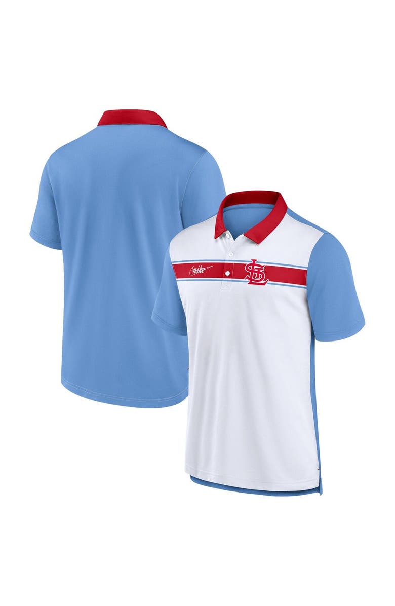 Nike Men's Nike White/Light Blue St. Louis Cardinals Rewind Stripe Polo, Alternate, color,