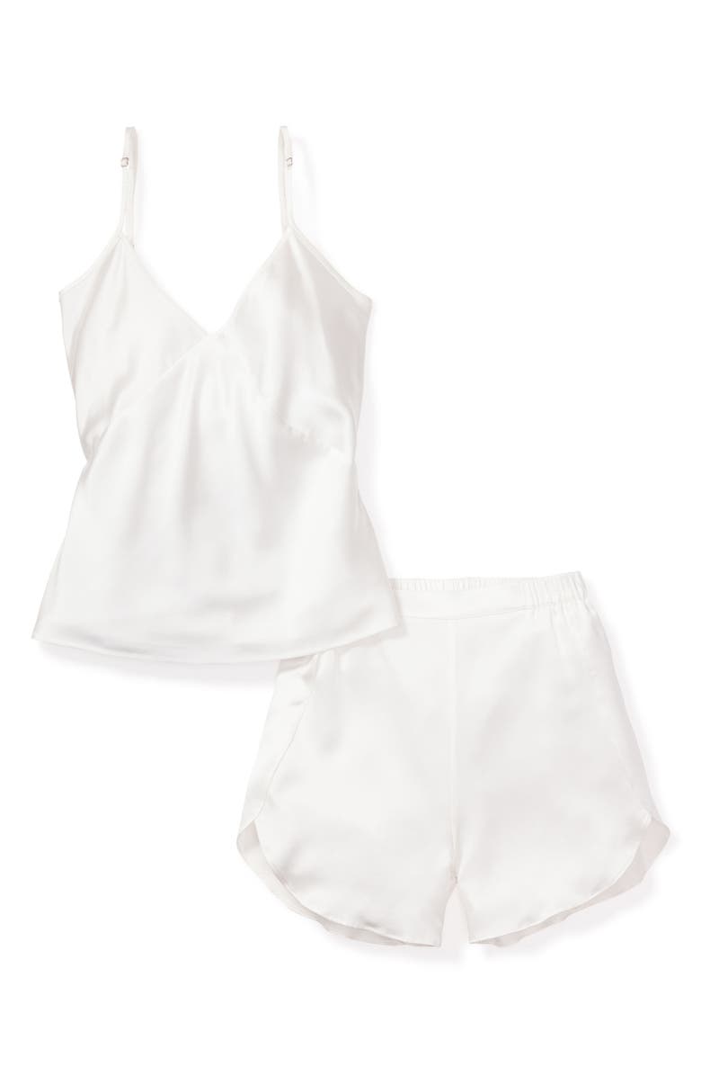 Petite Plume Mulberry Silk Short Pajamas, Main, color, White