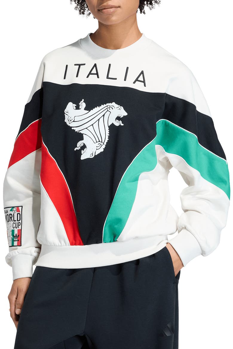 Italia Crewneck Sweatshirt, Main, color, WHITE/ BLACK/ RED/COURT GREEN