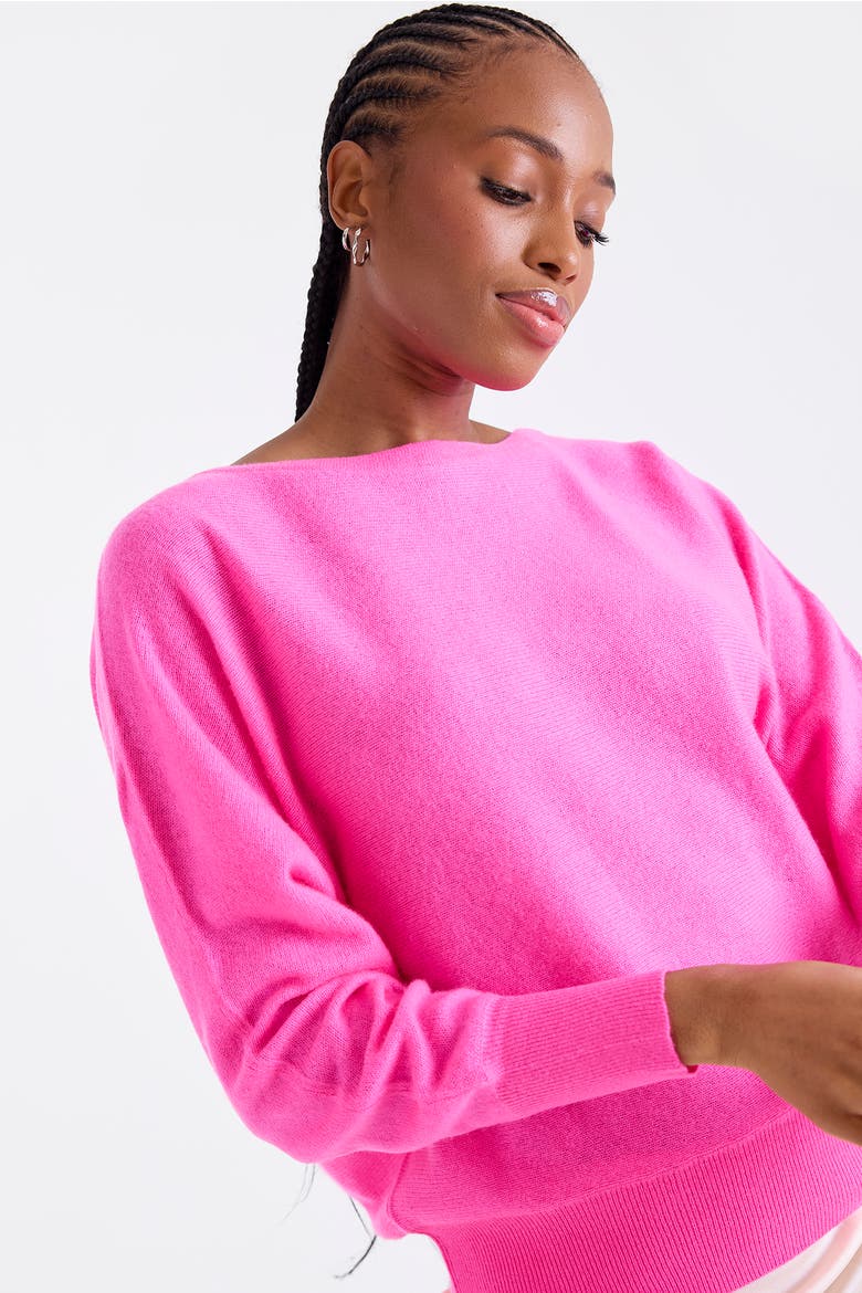 Alaia Long Sleeve 100% Cashmere Sweater, Alternate, color, HOT PINK