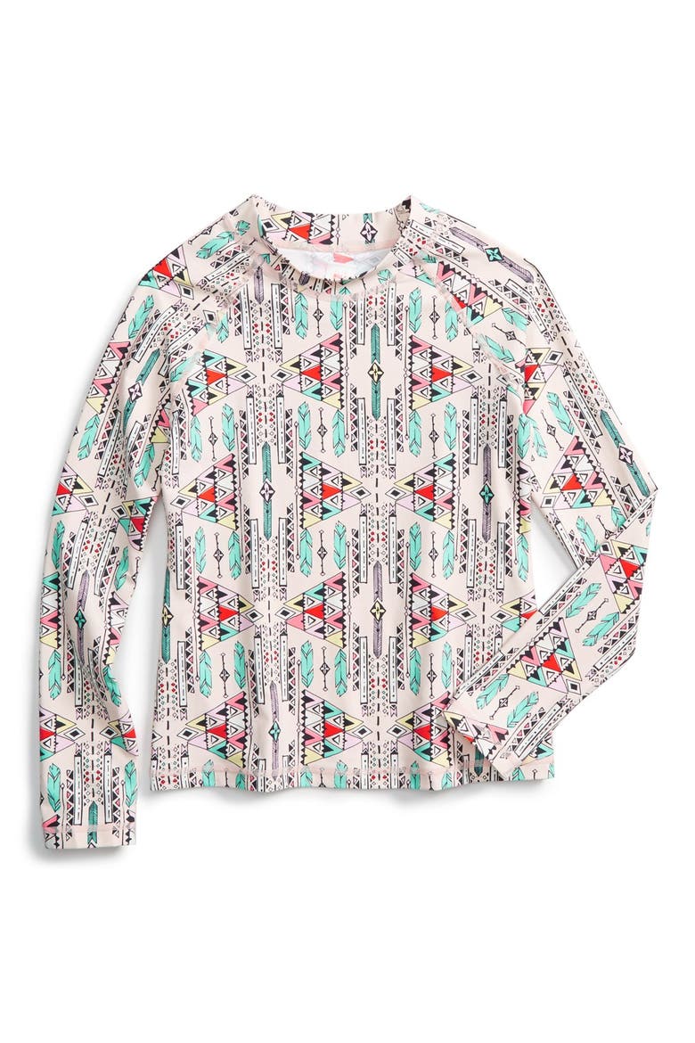 'Surf' Graphic Long Sleeve Rashguard, Main, color, BLUSH