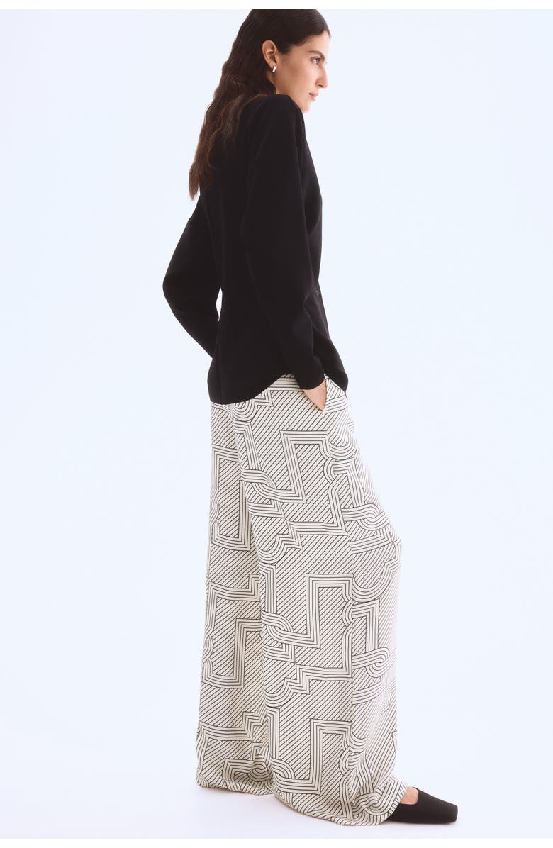 H&M Wide Trousers, Alternate, color, Cream/Patterned