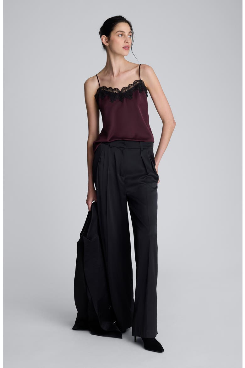 Double Pleat High Waist Wide Leg Pants, Alternate, color, BLACK