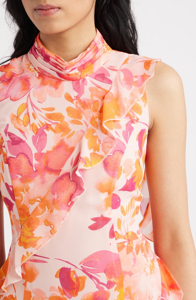 Eliza J Ruffle Mock Neck Maxi Dress, Alternate, color, Blush