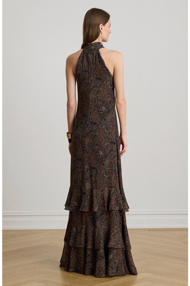 Paisley Crinkle Georgette Cocktail Dress, Alternate, color, BLACK/ MULTI