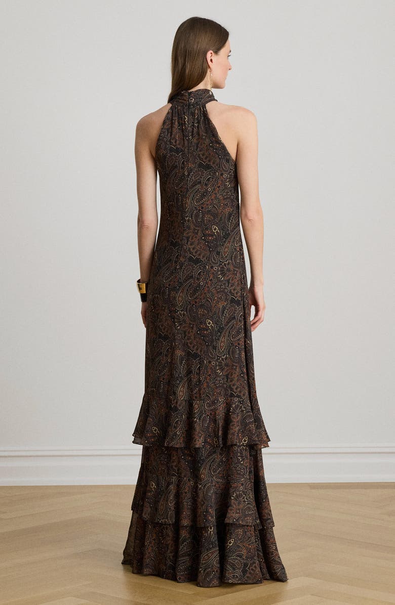 Lauren Ralph Lauren Paisley Crinkle Georgette Cocktail Dress, Alternate, color, Black/ Multi