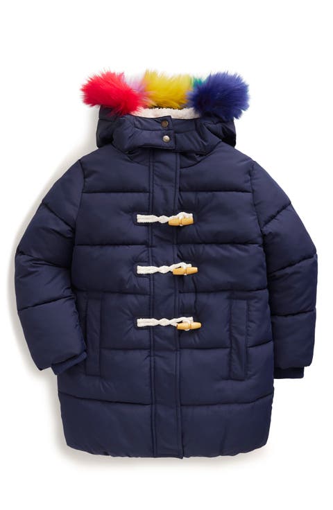 Kids' Faux Fur Trim Longline Insulated Coat (Toddler, Little Kid & Big Kid)