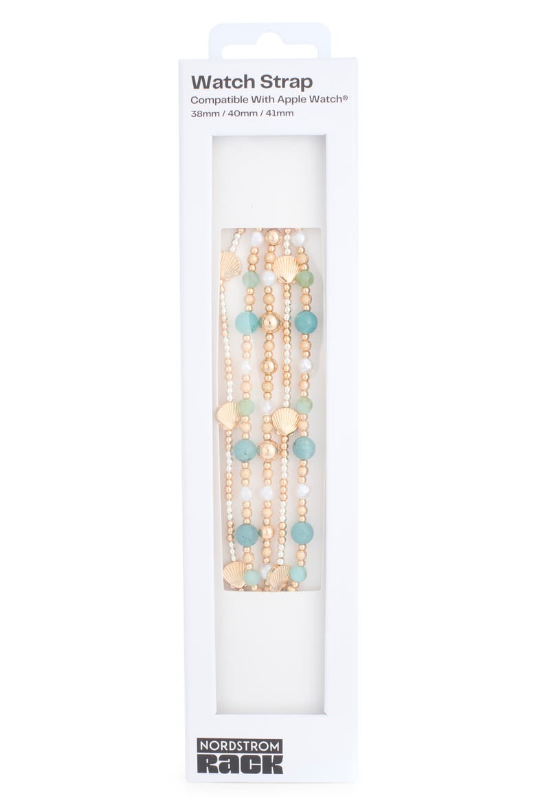 Shell Bead Smart Watch Strap, Main, color, MINT- WHITE- GOLD