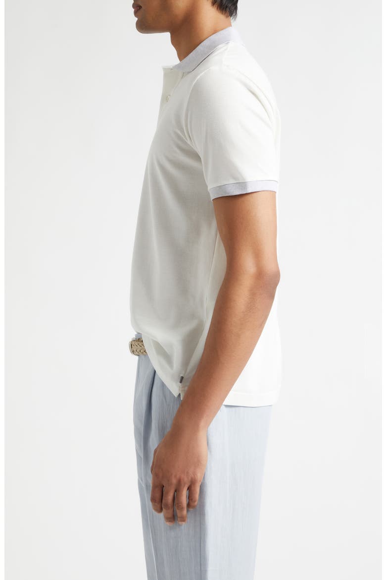 Contrast Trim Cotton Piqué Polo, Alternate, color, WHITE/ MELANGE LIGHT GREY