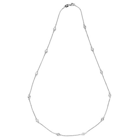 14K Gold 1.30cttw Bezel Diamond Station Necklace