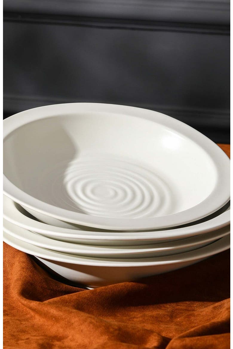 Orbit Stoneware 4-Piece Pasta Bowl Set, Alternate, color, White