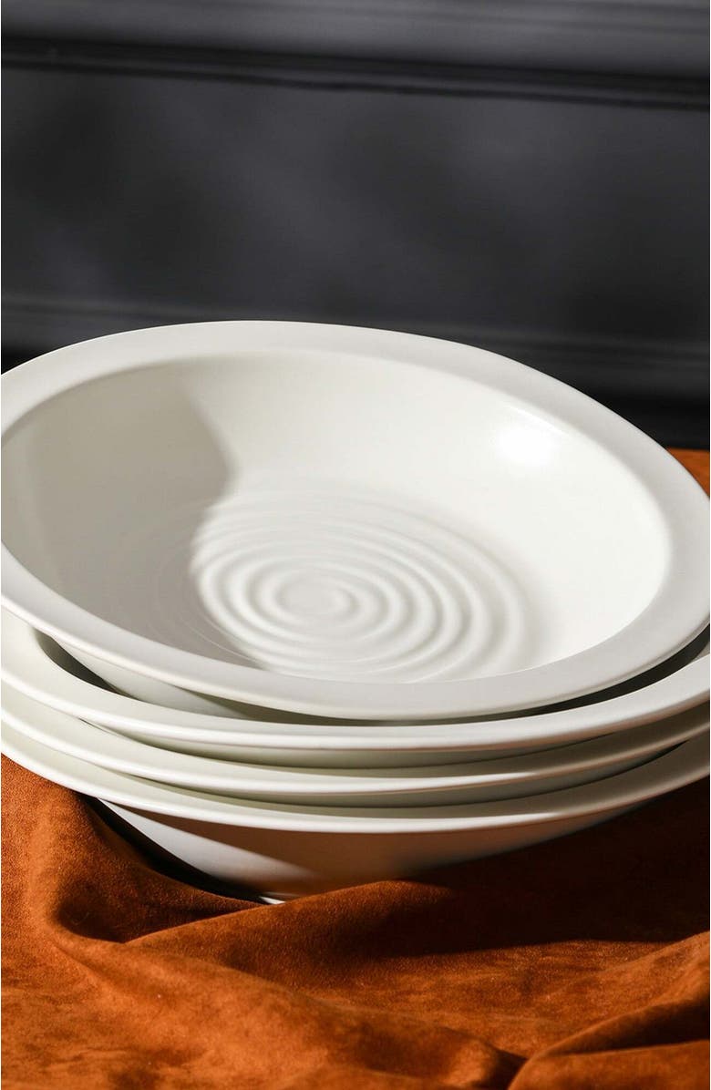 Stone Lain Orbit Stoneware 4-Piece Pasta Bowl Set, Alternate, color, White