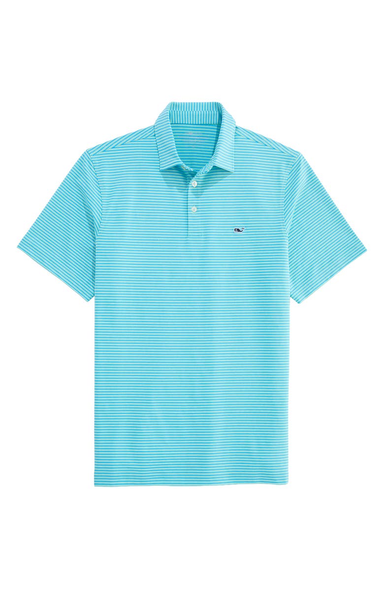 vineyard vines Stripe Sankaty Short Sleeve Performance Polo, Main, color, Mint/ Ocean Breeze