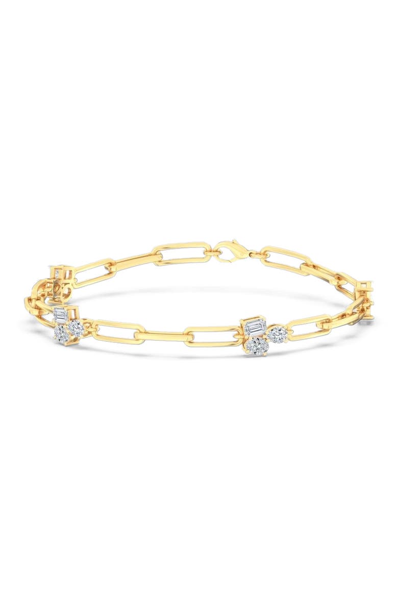 Multi Shape Cluster Paperclip Lab Diamond Bracelet in 14K, Main, color, Yellow Gold