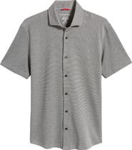 Stone Rose Solid Technical Piqué Knit Short Sleeve Button-Up Shirt