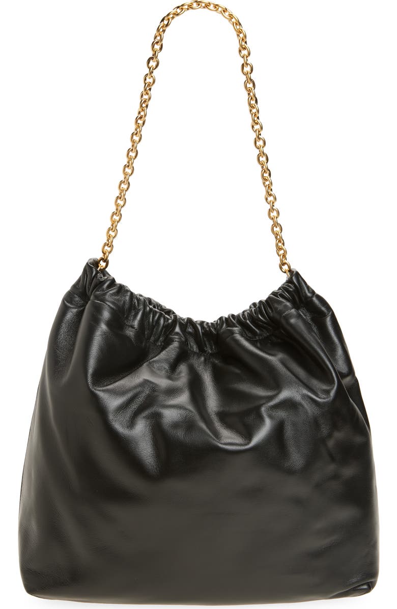 Reformation Dahlia Leather Tote, Main, color, Black Leather