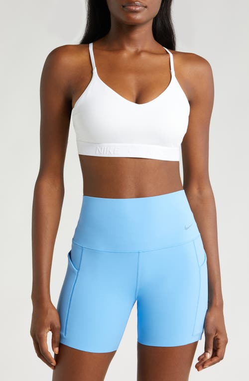 Nike Indy Light Support Padded Adjustable Sports Bra in 100 White/stnmav at Nordstrom, Size Large
