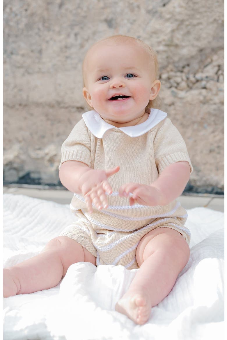 Baby Organic Shortie Sweater Romper, Infant, Alternate, color, Natural and White