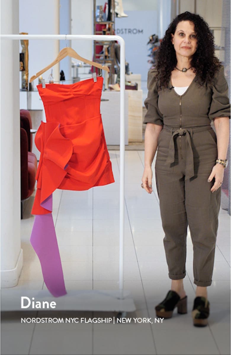 Adina Cascade Ruffle Strapless Minidress, sales video thumbnail