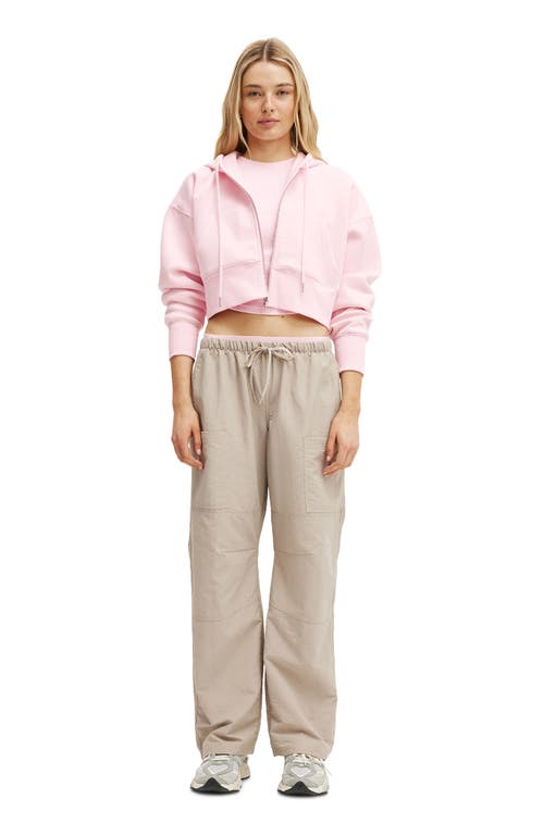 Cotton On Body Active Plush Boxy Cropped Zip Through In Pink