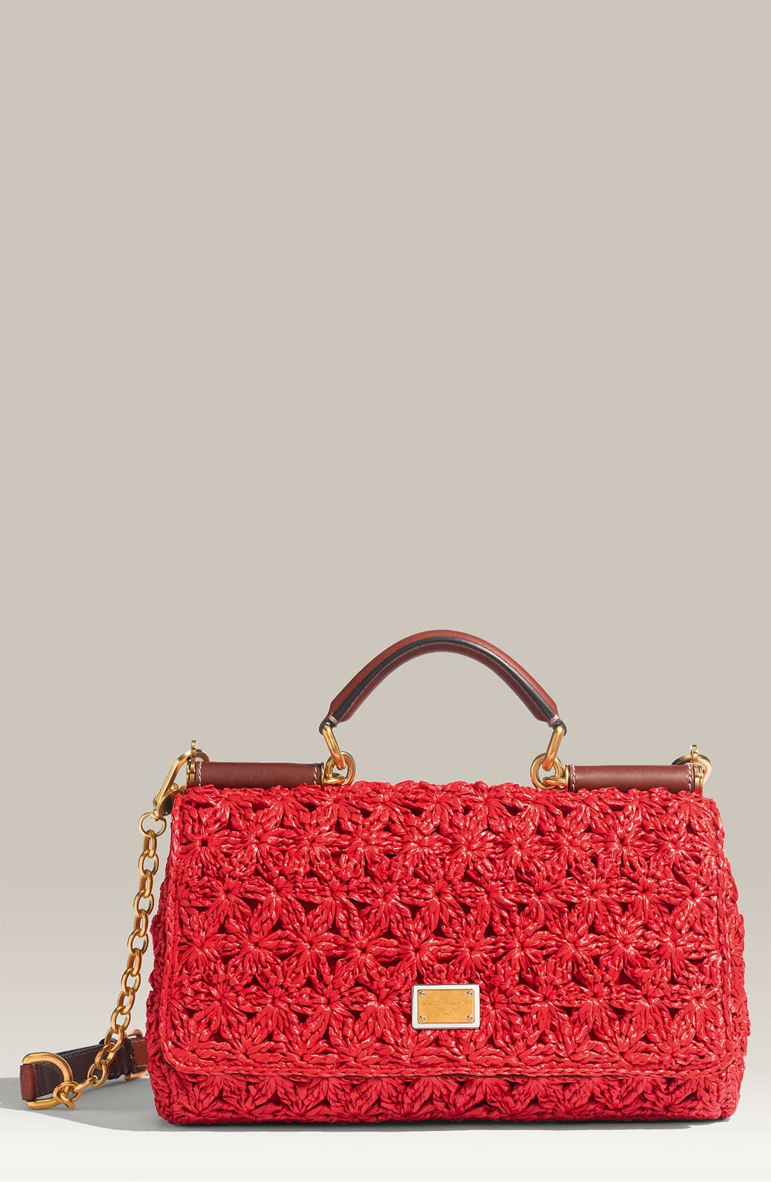 'Miss Sicily - Small' Bubble Raffia Satchel, Main, color, RED