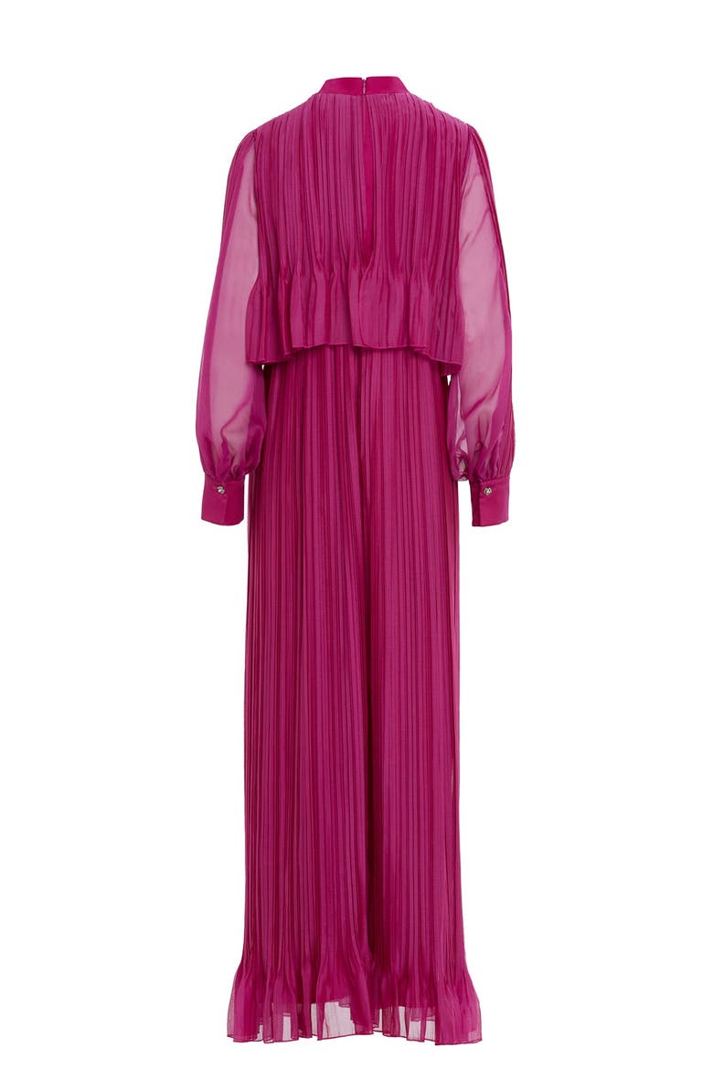 Embroidered Collar Pleated Maxi Light Violet Dress, Alternate, color, Violet
