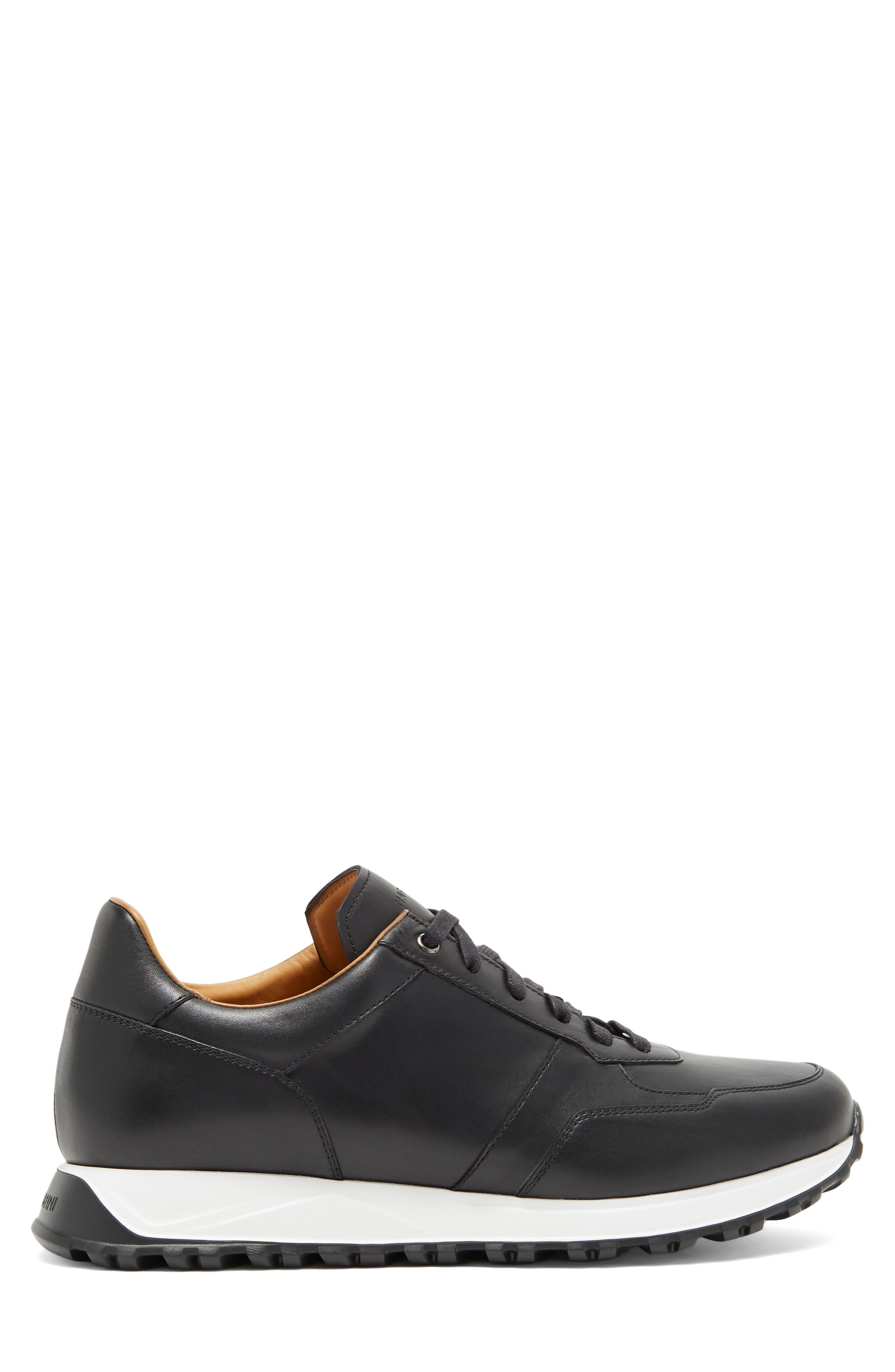 Magnanni Fado Leather Sneaker, Alternate, color, Black