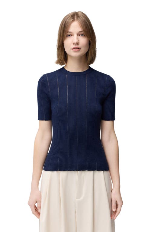 Gobi Mongolian Cashmere Ajour-knit Cashmere Silk Top Yellow In Blue