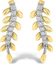 Haus of Brilliance 14K Yellow Gold 1/10 Cttw Diamond Leaf Drop Stud Earrings